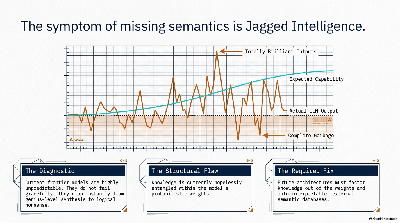 Slide 3: The Symptom of Missing Semantics Is Jagged Intelligence